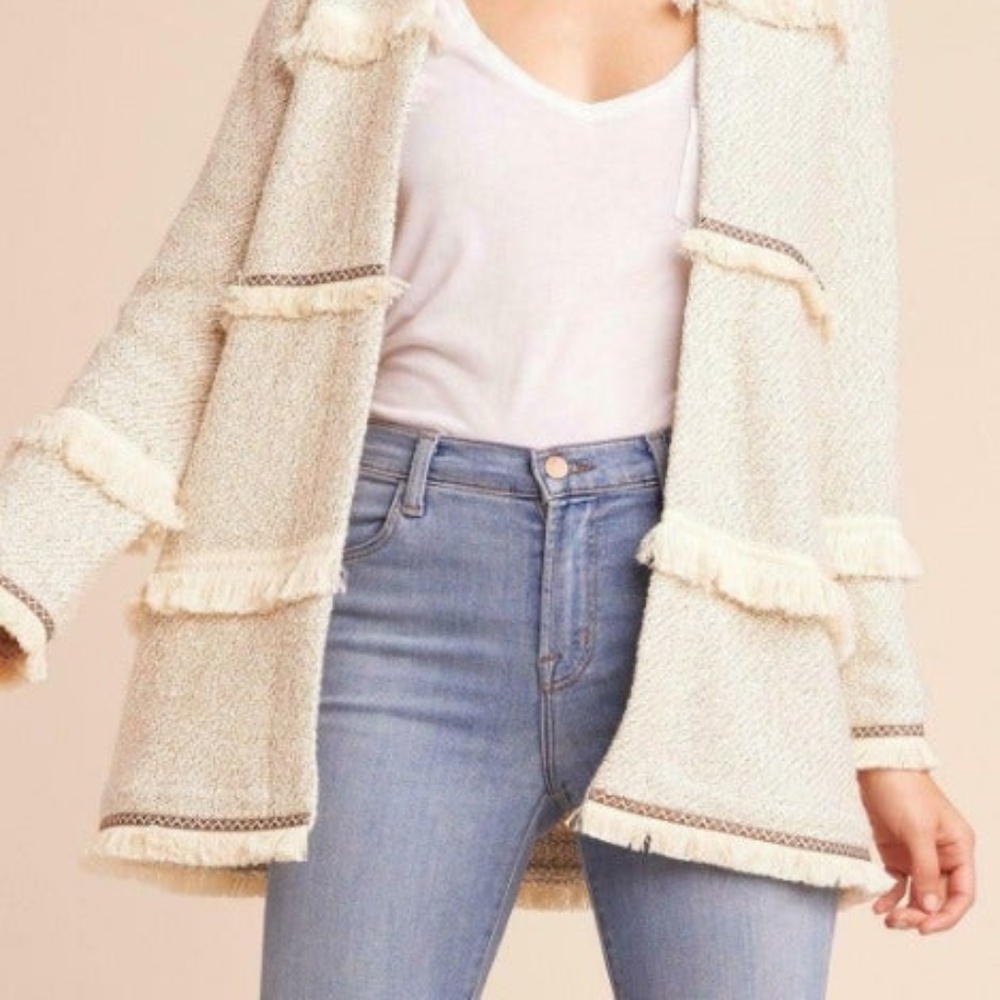 Jack by BB Dakota ivory fringe knit cardigan NWT